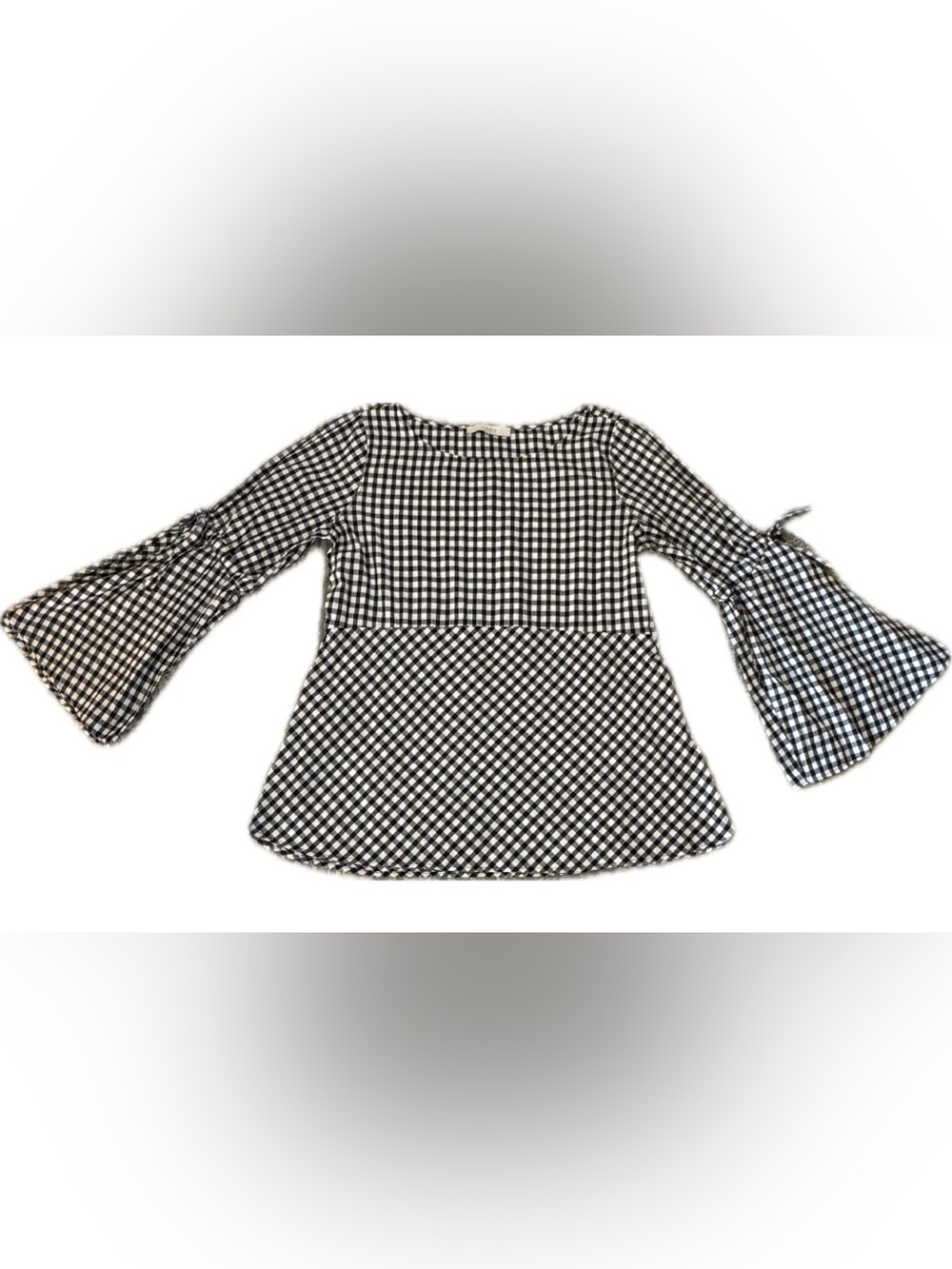 LOFT Black and White Gingham Blouse